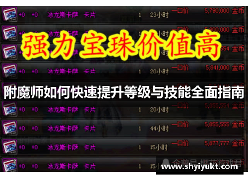 附魔师如何快速提升等级与技能全面指南